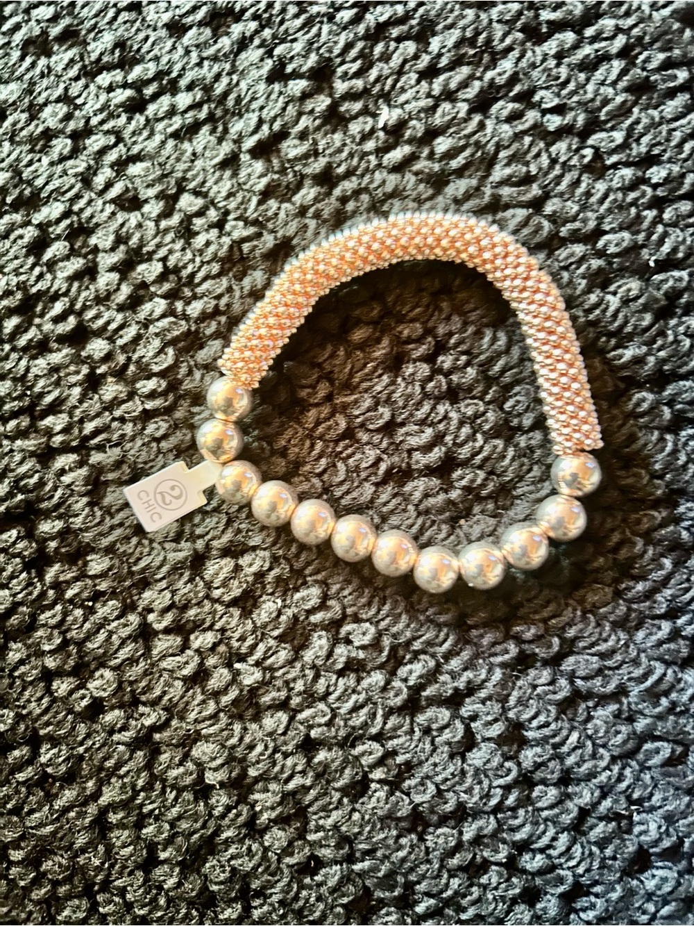 2 chic Rose Gold Beaded Stretch Bracelet